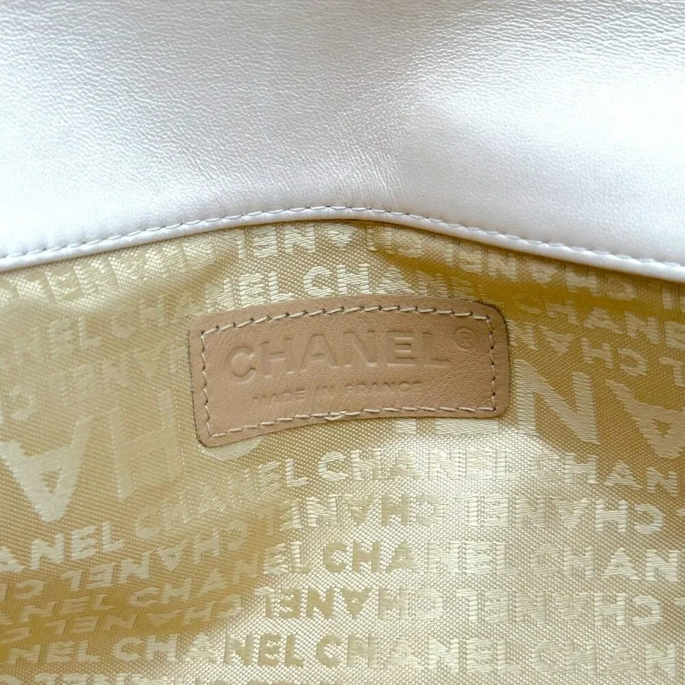 Chanel Ivory Lambskin Leather Turnlock Shoulder Bag 2003-04